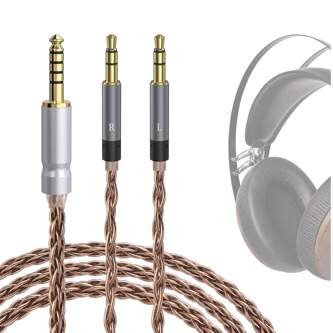 GEEKRIA Apollo Single Crystal Copper Upgrade Audio Cable Compatible with Meze Audio 99 Classics Series, 109 PRO, LIRIC 2, Strada 4.4mm to Dual 3.5mm Replacement Headphones Cord (4.9ft/1.5m)
