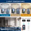 Modern Chandeliers for Living Room Crystal Ceiling Light Fixture LED Dimmable Lamp with Remote Pendant Lighting Flush Mount Ceiling Lighting for Dining Room Bedrooms, 31.5" Width