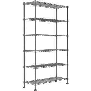 REGILLER 6-Wire Shelving Metal Storage Rack Adjustable Shelves,Standing Storage Shelf Units for Laundry Bathroom Kitchen Pantry Closet(Black,14.1" D x 36.1" W x 72" H)