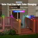 APONUO Solar Post Cap Lights Color Changing 12 Pack - RGB 8 Solid & Gradient Colors, IP65 Waterproof, for 4x4 5x5 6x6 Wood Vinyl Fences, Deck, Patio, Yard (Black)
