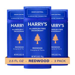 Harry's Aluminum Free Deodorant for Men  Odor Control, Redwood Scent, 2.5 Oz, 3Pack, Men Deodorant Aluminum Free