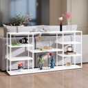 63 Inch Metal Console Table with 8 Storage Shelves,Extra Long Entryway Table,Narrow Sofa Table,Hallway Table for Entrances to Corridor, Foyer,Living Room (White, 62.9911.8131.5)