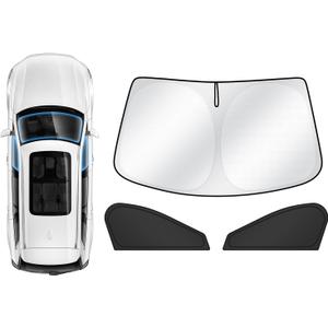 Karltys 3PCS Windshield Sun Shade for Mazda CX-50 2023-2025 2026, Reflective Front and Side Window Sunshade for CX-50, Foldable Sun Visor Protector Cover Blocks Heat UV Rays