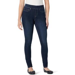 Amazon Essentials Women's Stretch Denim Mid-Rise Pull-On Skinny Jegging, Dark Wash, 4 Long