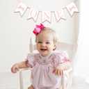 Gostman Pink Bow First Birthday Party Decor - Girls Banner, Decorations, Garland for One Year Celebration