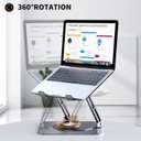 JOYEKY Laptop Stand for Desk, Adjustable Computer Stand with 360 Rotating Base, Ergonomic Laptop Riser for Collaborative Work, Foldable & Portable Laptop Stand, fits for All 10-16" Laptops (Grey)