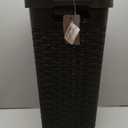 Mind Reader Slim Laundry Hamper with Lid, 40L Clothes Basket, Premium Wicker Design, Plastic, Black