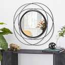 Decorative Mirrors Black Circle Mirror - 20 Inches Round Mirror with Metal Frame, Modern Wall Hanging Mirrors for Living Room, Bedroom, Bathroom, Entryway Black