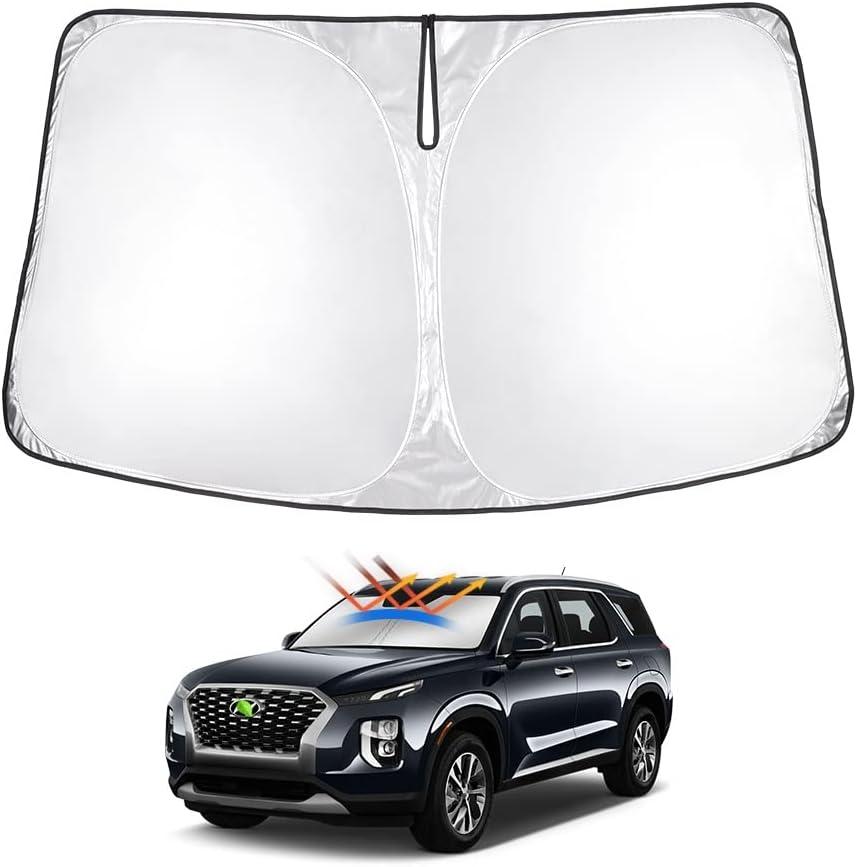 Windshield Sun Shade Custom Fit Accessories Foldable Sun Shield Reflective Polyester Sun Visor Cover Block Heat and Sun Protection, 9 pcs item