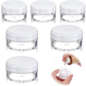 6pcs Small Travel Containers for Creams, 3pcs 5g Travel Size Cosmetic Jars with 3pcs 10g Leak Proof Makeup Sample Jars with Lids Clear Pots Refillable Storage for Toiletries Creams Lotions