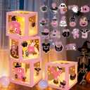 Halloween Decorations Balloons Boxes,4 Pcs Little Boo Baby Balloon Boxes with 4 Light Pink Girl Cardboard Boxes Halloween Baby Shower Party Decorations