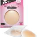 Hollywood Fashion Secrets Silicone Nipple Covers Reusable  Adhesive Nipple Pasties for Women, Invisible Breast Covers, Light Shade, Size 2, Up to 25 Uses, 1 Pack (Beige)