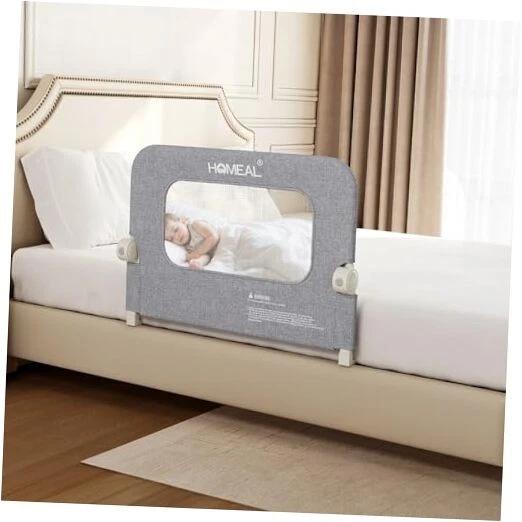 HOMEAL Bed Rail for Toddlers  32"x24" Foldable Baby Bed Rail Guard  Breathable Bed Rail for Twin, Full, Queen, King Beds, Grey, 1 Pack