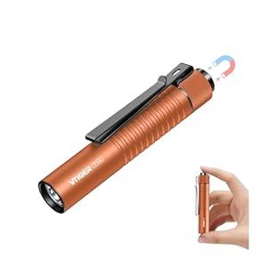 VTIGER T1A Mini Pocket EDC Flashlight with Clip,1300 Lumen Compact AA Rechargeable LED Little Flashlights, Super Bright Tail Switch Small Flash Light with Magnet for Camping,Hiking,Outdoor,Emergency (OD Green)