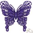 2 x 15 PCS Glitter Butterfly Christmas Tree Ornaments, Hollow-Out Butterfly Christmas Decoration with Clips, Craft Xmas Ornaments, Xmas Tree, Wreath, Garland, Home Decorations, Purple