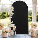 Black Arch Backdrop Cover, 6FT Spandex Fitted Wedding Arch Stand Covers Round Top Chiara Stretchy Arch Backdrop Cover for Christmas Birthday Party Ceremony Banquet Decoration