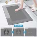 Gray Bath Mat Set of 3, Thin Rubber, Non-Slip Quick Dry Bathroom Rug, 3 PCS