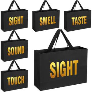 Kolldenn 5 Senses Gift Bags for Him Her Five Senses Gift Bags with Ribbon Handle Gifts Decoration for Birthday Wedding Anniversary Graduation Party(Black,15 x 10.6 x 4.7 Inch)