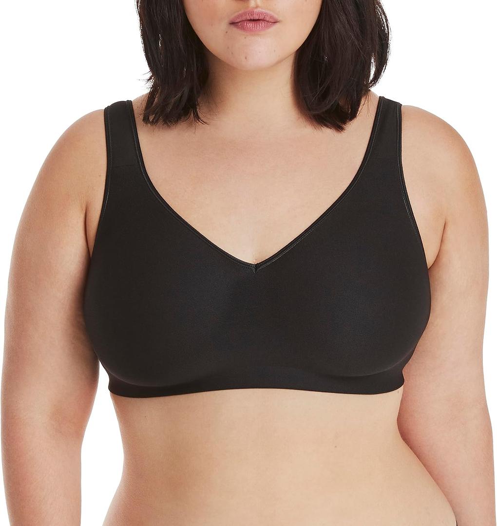 Hanes Women's Wireless Bra, Smooth Comfort Full-Coverage T-Shirt Bra, Single or 2-Pack (X-Large, Black)