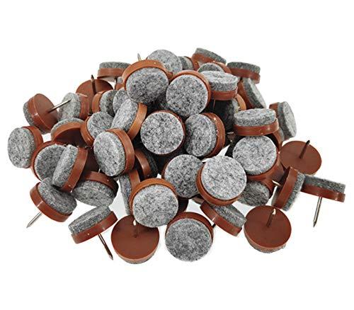 ALIMITOPIA 30pcs Furniture Felt Pad Heavy Duty Nail-on Chiar Slider Glide Pad Floor Protector for Wooden Furniture Chair Tables Leg Feet(Φ18mm or 0.7";Brown)