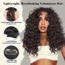QGZ Curly Clip in Hair Extensions 4PCS Yaki Texture Synthetic Lace Weft Hair Extensions for Women(18inch,Dark Brown)