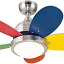 Westinghouse Lighting 7223600 Roundabout Indoor Ceiling Fan with Light, 30 Inch, Brushed Nickel