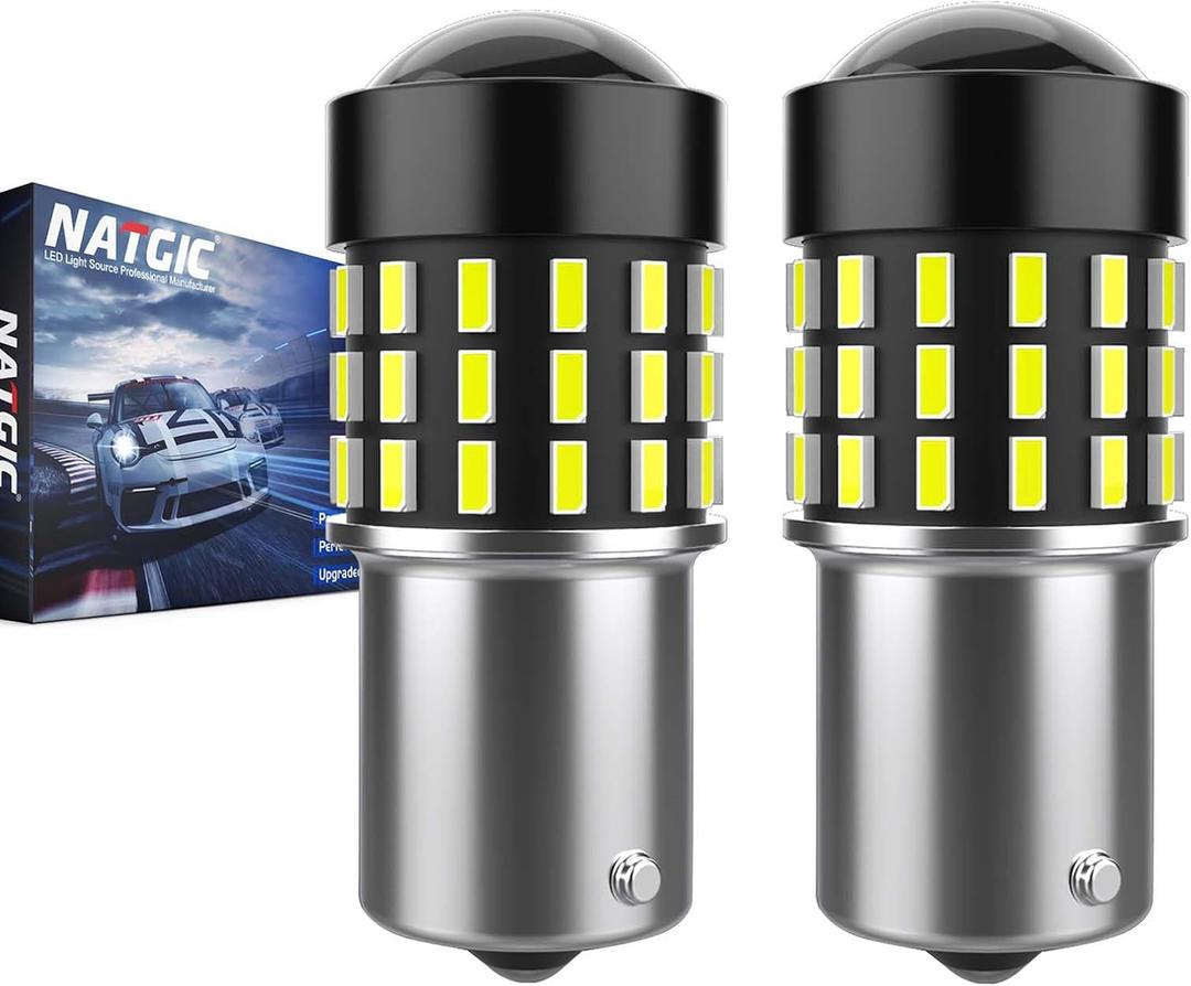 Xenon White 1156 BA15S 1095 7506 LED Bulbs Extremely Bright 3014SMD 54-EX Chipsets with Lens Projector for Backup Lights, Tail Lights, Brake Lights, Reverse Lights, 12-24V(Pack of 2)