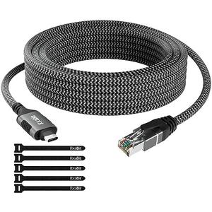 USB C to Ethernet Cable 2FT, Type C to RJ45 Cord, Directly Connected, Gigabit LAN Network, Thunderbolt 3/4 Compatible, for MacBook Pro/Air, iPad Pro, iPhone 15 Series, Galaxy, Smartphone, Laptop, PC