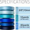 Mlurcu Blue Satin Ribbon 3/8 Inch 60Yds Navy Blue Royal Blue Light Blue Ribbon Assorted Solid Color Thin Double Faced Satin Ribbon for Flower Bouquet Wedding Invitation Crafts Gift Wrapping Hair Bows