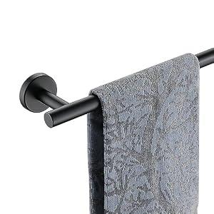 JQK Black Towel Bar, 27 Inch 304 Stainless Steel Thicken 0.8mm Towel Rack Bathroom, Towel Holder Matte Black Wall Mount, Useable Length 24 Inch, TB110L24-PB