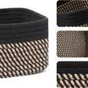 MiniArk Small Storage Baskets for Organizing | Closet Organizer Bins | Shelf Toy Basket | Woven Rope Baskets | Cube Decorative Box | Shallow Basket | 11.5x7.5x4.7” | 3 Packs Black Brown