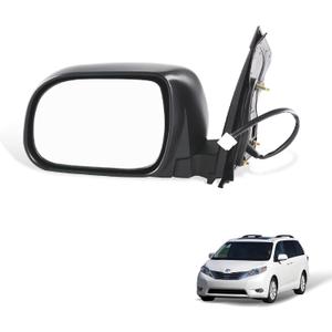 Driver Side Power Door Mirror w/Heated Compatible with Toyota Sienna 2004-2010 Heated Manual Folding Black Outside Rear Left View Mirror, Replacement for 87940AE020 TO1320205
