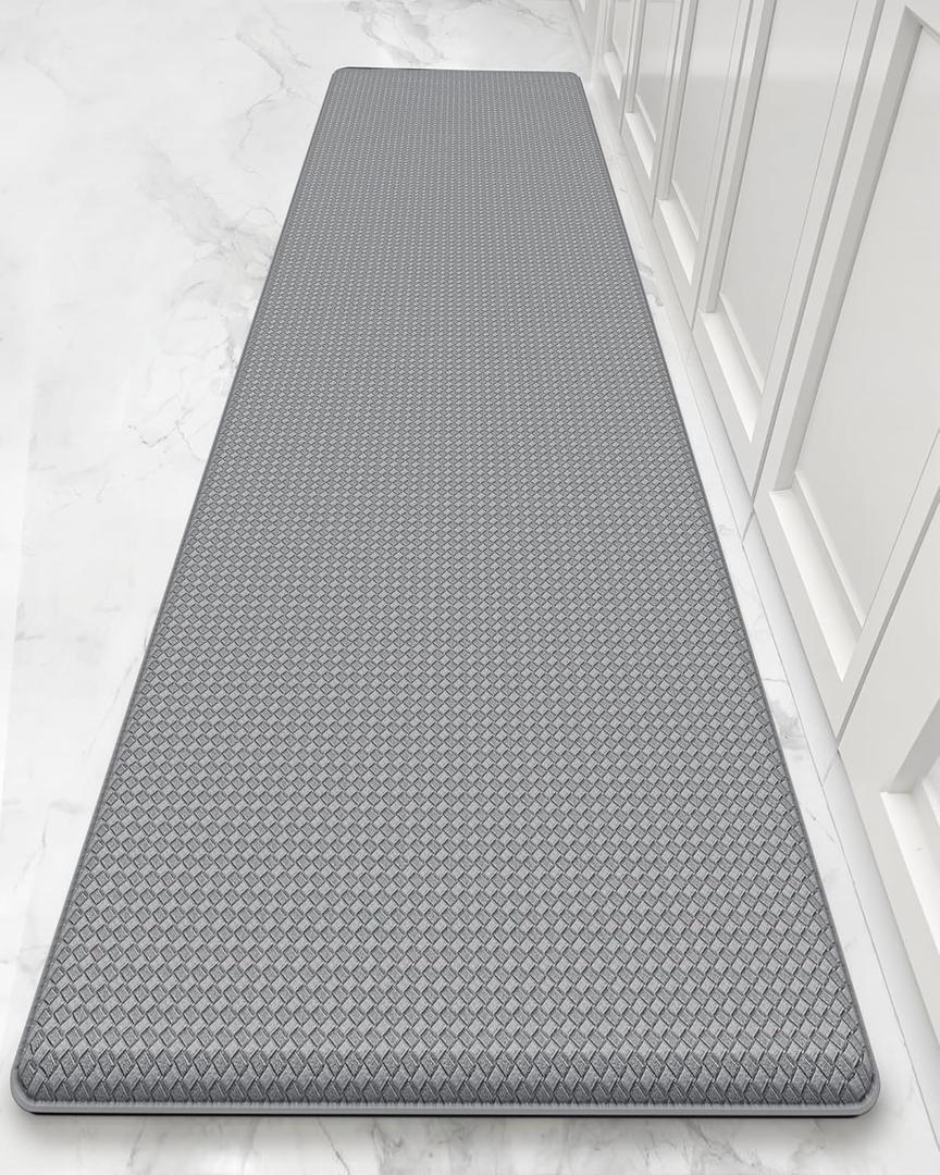 Color&Geometry Kitchen Rugs, Kitchen Runner Rug Kitchen Floor Mat, Cushioned Anti-Fatigue Kitchen Mat, Non Slip Waterproof Comfort Standing Padded, Memory Foam Kitchen mat, 17"x79", Grey