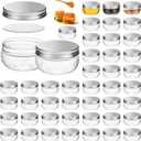 Suclain 50 Pcs 3 oz Canning Jars Mini Mason Jars with Lids Clear Small Canning Containers for Wedding Favors DIY Crafts Shower Favors Herb Jelly,Jams,Spice,for Kitchen Storage(Silver)