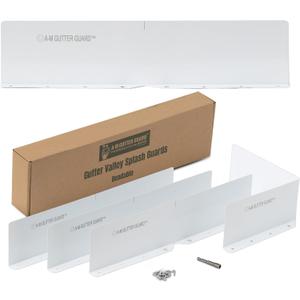 A-M Gutter Guard Gutter Valley Splash Guards 4 Pack White | Includes Stainless Steel Zip Screws & 1/4" Hex Bit | Bendable Aluminum Design Prevents Overflow | 22-Gauge Aluminum (.0275"/.7mm)