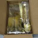 153 Pack Gold Plastic Silverware - Heavy Duty Gold Silverware Set - 51 Forks, 51 Knives, 51 Spoons Plastic Cutlery Disposable Utensils Set for Holiday Party Dinner Wedding Gathering