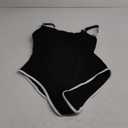 BMJL Women's One Piece Swimsuit Sports Adjustable Strap Bathing Suit Color Block Ribbed High Cut Swimsuits (Large, Black029)