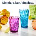 US Acrylic Optix Plastic Reusable Drinking Glasses (Set of 16) 14oz Rocks & 20oz Water Cups in Jewel Tone Colors | BPA-Free Tumblers, Made in USA | Top-Rack Dishwasher Safe