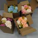Artificial Flower Plants Mini Fake Hydrangea Flowers in Pot for Home Decor Party Wedding Office Patio Table Desk Decoration, Set of 4, Size: 3.3''(Diameter) x 5.5''(Tall)
