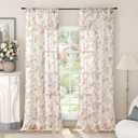Lajode Floral Sheer Curtains for Girls Bedroom, Vintage Farmhouse Light Filtering Privacy Semi-Sheer Linen Curtains for Kids Nursery 96 Inches Long 2 Panels, Rod Pocket, Pink, Each 52 Inch Wide