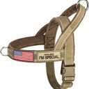 Forestpaw No Pull Dog Harness with Large Handle,Slip on Reflective Vest with Quick Release Buckle,Comfortable Flannel Lining for Medium Large Dogs Walking Training (Includes 3 Patches),Brown L