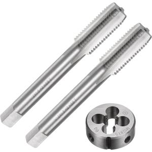 uxcell 3pcs Tap and Die Set, Metric M12 x 1.5 Thread Taps & Round Die, Tapping Threading Tool Tap & Die Kit for Nut Screw Bolt Thread Repair