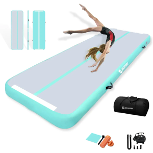 AKSPORT Inflatable Gymnatsics Mat Tumble Track 10ftx3.3ft Air Tumbling Mat with Air Pump for Home Use/Training/Cheerleading/Yoga