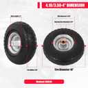 4.10/3.50-4 Flat Free Tire and Wheel, 4 Pack 10" Solid PU Heavy Duty Tires with 300LB Load Capacity, 5/8" Axle Bore Hole & 2.2" Offset Hub for Wagon Dolly Garden Cart Wheelbarrow Parts, 4.10/3.50-44 4 Pack