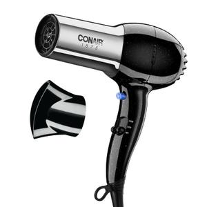 Conair Hair Dryer, 1875W FullSize Hair Dryer with Ionic Conditioning, Blow Dryer, Tourmaline Ceramic Technology for Quick Drying, Black/Chrome