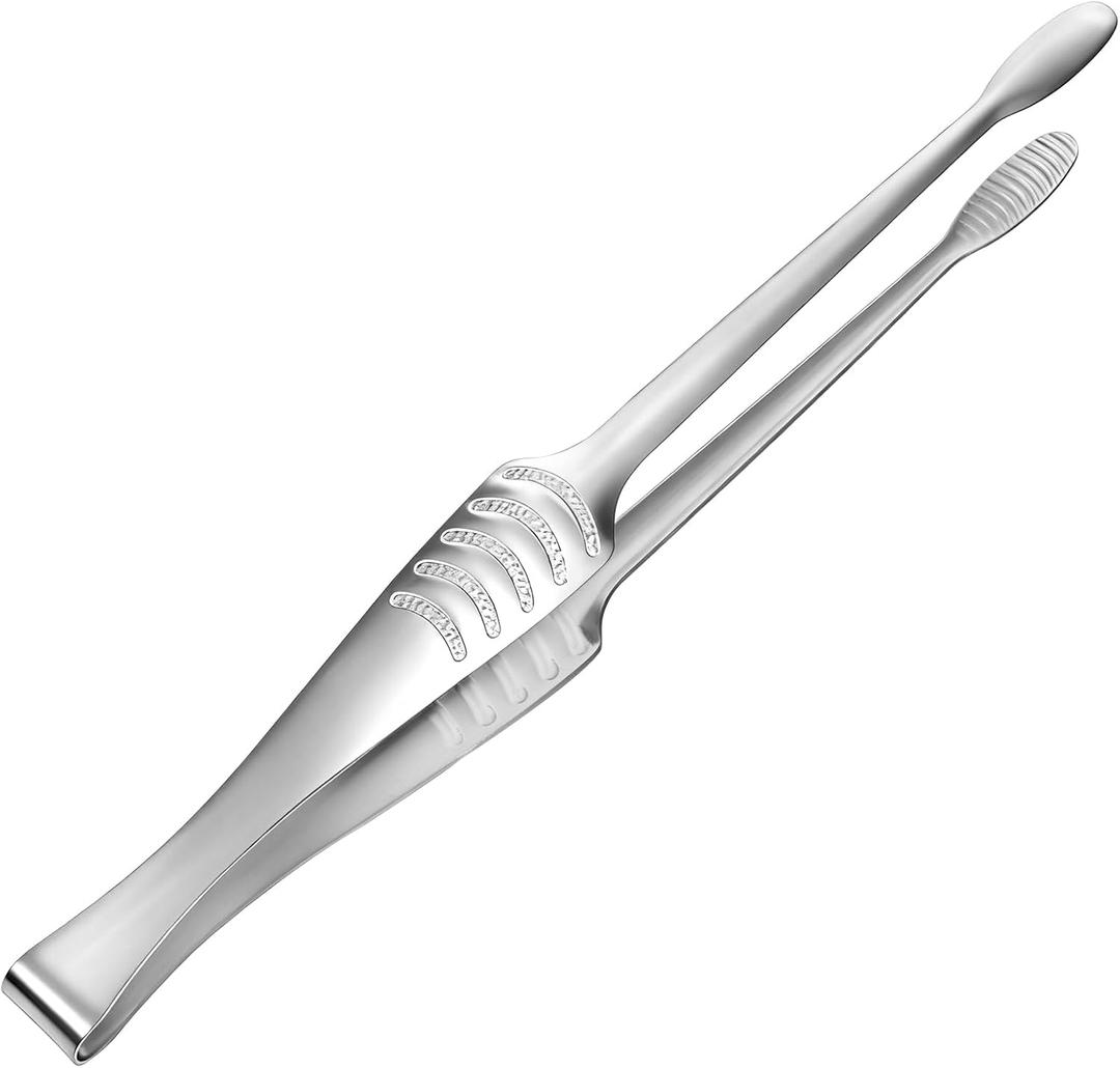10.8" Stainless Steel Kitchen Tongs Serving Tong for Cooking Metal Food Tong with Non-Slip Comfort Grip Korean and Japanese BBQ Tongs for Serving Food Salad Camping Barbecue