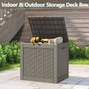 LHBGO 31 Gallon Deck Box, Resin Outdoor Storage Box, Waterproof and UV Resistant Deck Box, Lightweight Storage Box for Garden Tools, Pool Supplies