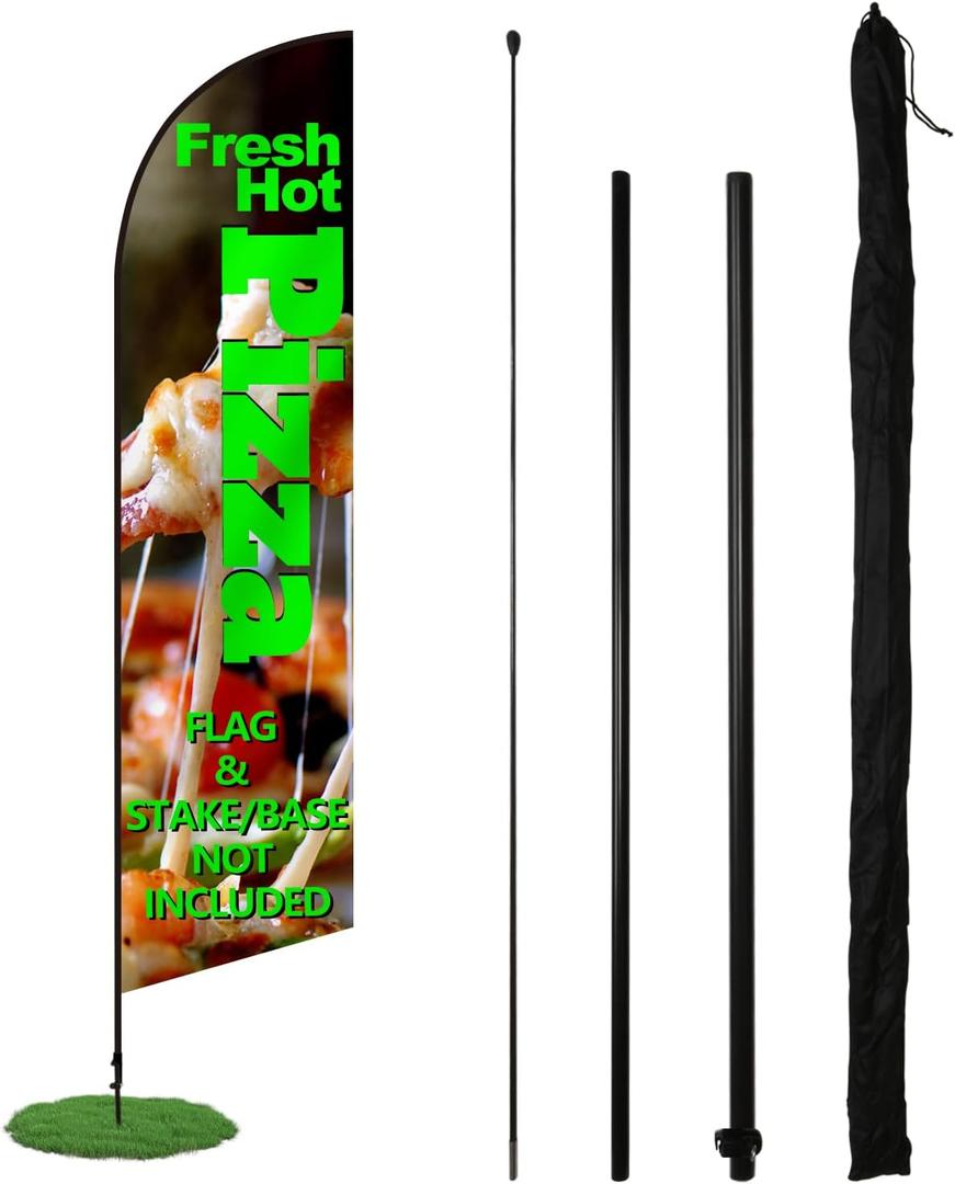 Anley Feather Flagpole Set - Assembled Flutter Banner Pole Set with Carrying Bag - Fits 2 FT X 6.5 FT Feather Flags (Flag and Stand Not Included) - Flagpole ONLY