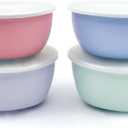 Elk and Friends Stainless Steel Bowls + Silicone Sleeve and Storage Lid | Baby, Toddler, Kids | Cereal & Snack Bowls | Storage Containers | Dishwasher Safe | 4 Pack (Blush/Sage/MistyBlue/Lilac)