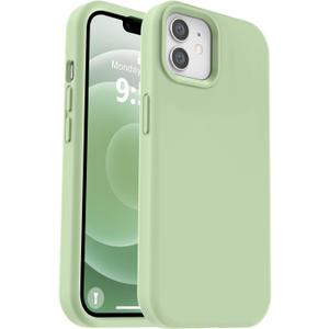 Vooii Compatible with iPhone 12 Case/iPhone 12 Pro Case, Liquid Silicone Upgrade [Soft Anti-Scratch Microfiber Lining] [Shockproof Drop Protection] Phone Case 6.1 inch - Matcha